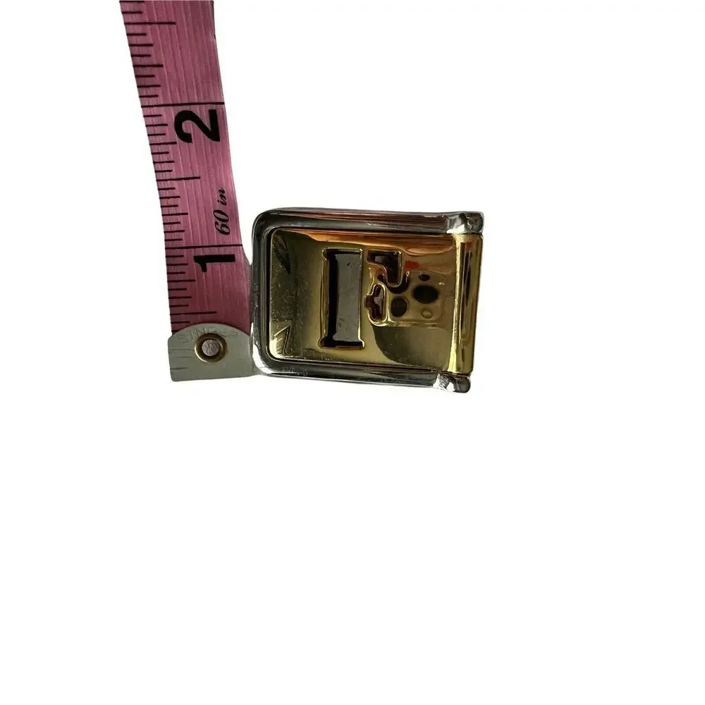Vintage Two Tone Initial F Belt Buckle Monogram Pat Pending Italy Retro 80s